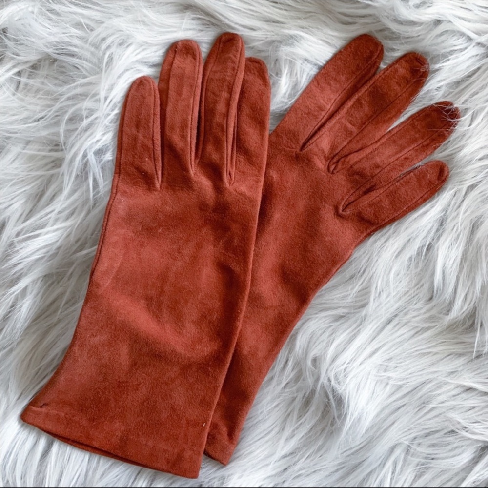 Ann Taylor Genuine Suede Leather Brick Gloves Size 7 - Picture 3 of 8